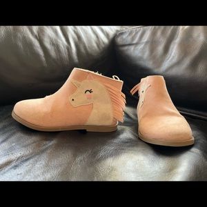 Old navy pink unicorn booties faux suede